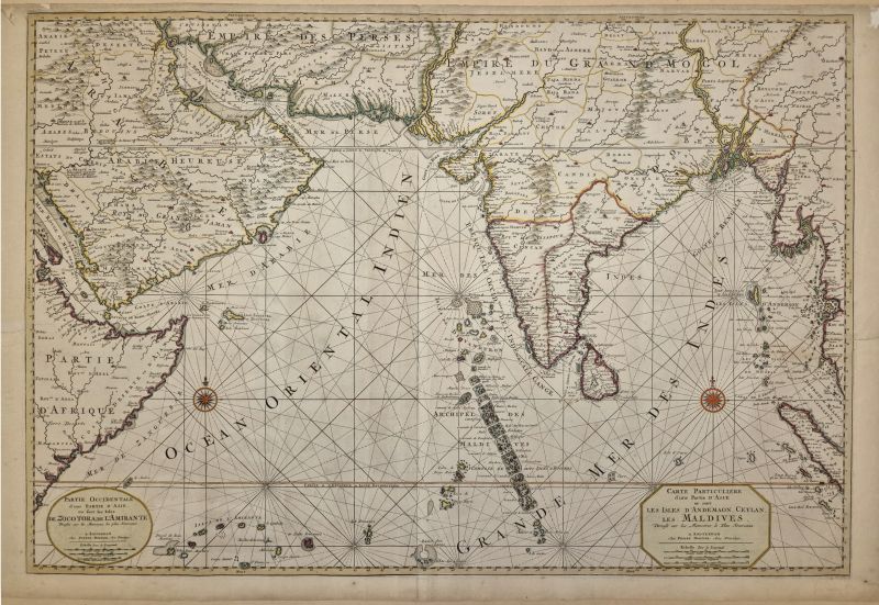 Carte Particuliere d'une Partie d'Asie ou sont Les Isles D'Andemaon, Ceylan, Les Maldives.../ Partie Occidentale d'une D'Asie ou sont les Isles De Zocotora De l'Amirante...
