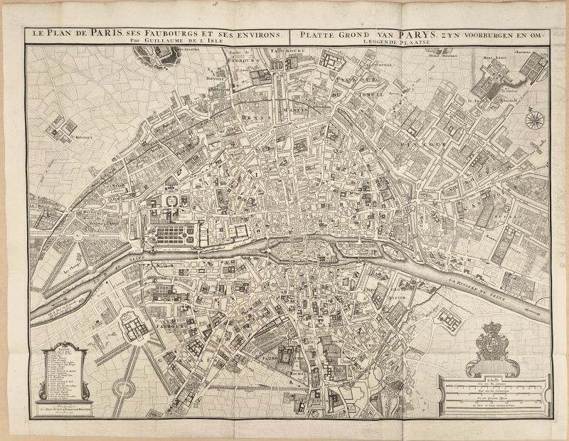 Le Plan de Paris, Ses Faubourgs et Ses Environs. Par Guillaume de L&rsquo;Isle / Platte Grond van Parys&hellip;